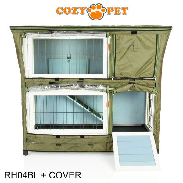 Rabbit Hutch 4ft by Cozy Pet with Cover - Blue - RH04BL + RH04C