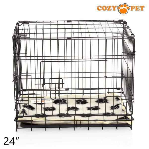 24" Cozy Pet Dog Cage in Black with ABS Tray and Tailored Vet Bed - DCP24B + VB24C