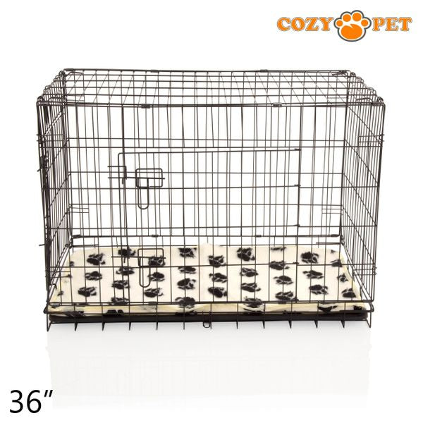 36" Cozy Pet Dog Cage in Black with ABS Tray and Tailored Vet Bed - DCP36B + VB36C