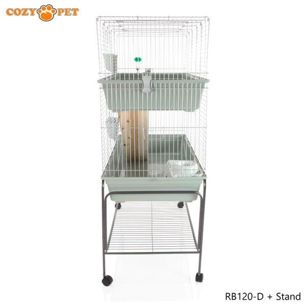 Rabbit Guinea Pig Indoor Cage 2-Tier with Stand by Cozy Pet 120cm for Rat, Chinchilla, Small Animals Hutch Model: RB120-D + RB120-ST