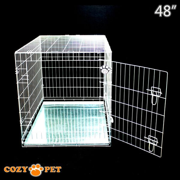 48" Cozy Pet Dog Cage in Silver (Zinc Coated) with Metal Tray - DC48S