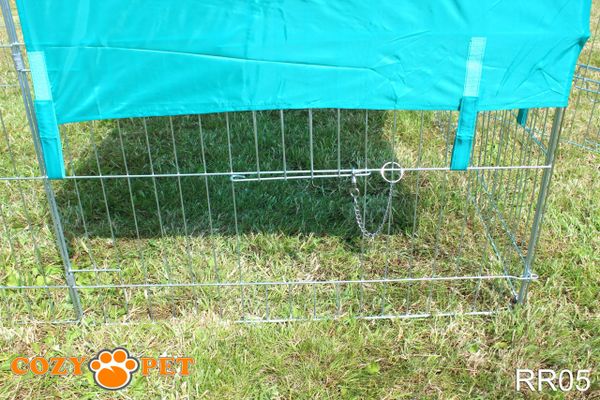 Rabbit Run 2.15m Long with Roof and Sunshade Galvanised Rectangular by Cozy Pet Model RR05