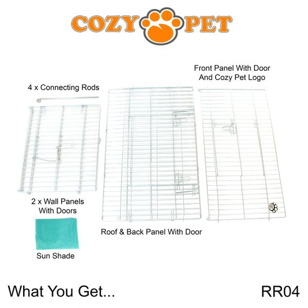 Rabbit Run 1.8m Long with Roof and Sunshade Galvanised Rectangular by Cozy Pet Model RR04