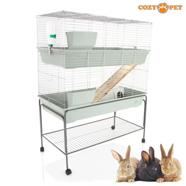 Rabbit Guinea Pig Indoor Cage 2-Tier with Stand by Cozy Pet 120cm for Rat, Chinchilla, Small Animals Hutch Model: RB120-D + RB120-ST