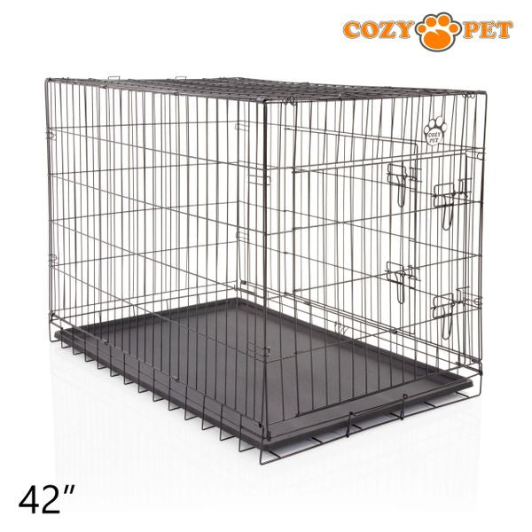 42" Cozy Pet Dog Cage in Black with ABS Tray - DCP42B