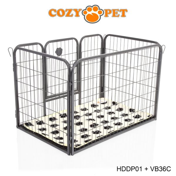 Heavy Duty Playpen with ABS Tray and Vet Bed 61cm Tall by Cozy Pet Model HDDP01 + VB36C