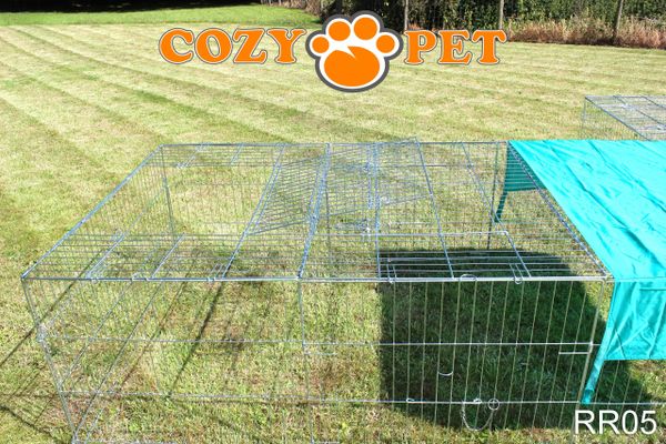 Rabbit Run 2.15m Long with Roof and Sunshade Galvanised Rectangular by Cozy Pet Model RR05