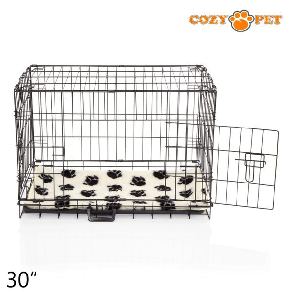 30" Cozy Pet Dog Cage in Black with ABS Tray and Tailored Vet Bed - DCP30B + VB30C