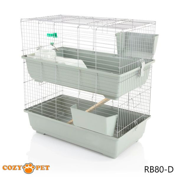 Rabbit Guinea Pig Indoor Cage 2-Tier by Cozy Pet 80cm for Rat, Chinchilla, Small Animals Hutch Model: RB80-D