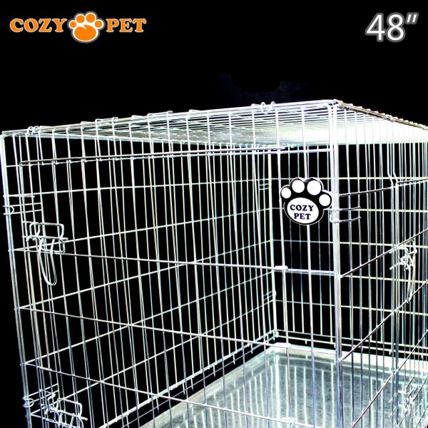 48" Cozy Pet Dog Cage in Silver (Zinc Coated) with Metal Tray - DC48S