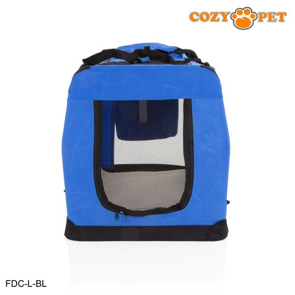 Fabric Dog Crate 82cm Blue by Cozy Pet Puppy Carrier Cat Travel Cage Rabbit Model: FDC-L-BL - RET - Customer Return 30% Discount.