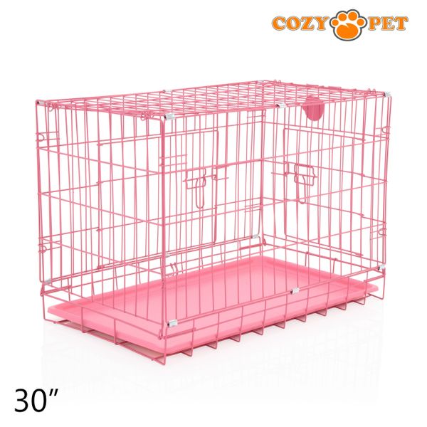 30" Cozy Pet Dog Cage in Pink with ABS Tray - DCP30P