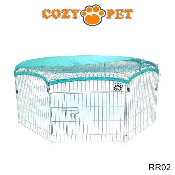 Rabbit Run 8 Panel Galvanised Playpen with Sunshade by Cozy Pet Model RR02