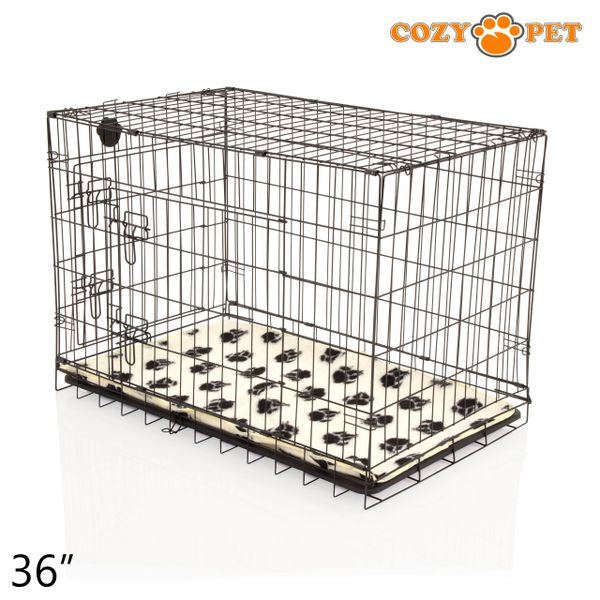 36" Cozy Pet Dog Cage in Black with ABS Tray and Tailored Vet Bed - DCP36B + VB36C