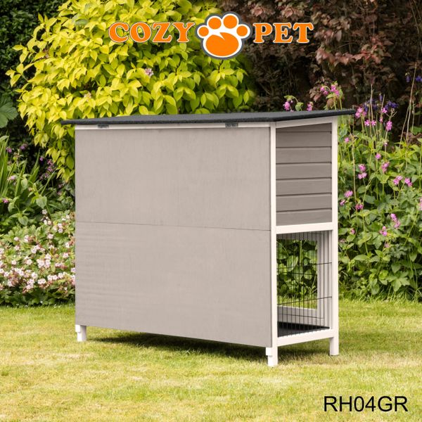 Rabbit Hutch 4ft by Cozy Pet with Cover - Grey - RH04GR + RH04C