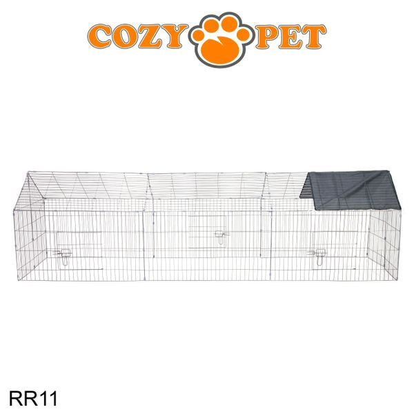 Rabbit Run with Pitched Roof and Sunshade Rectangular 2.7m Long by Cozy Pet Model RR11