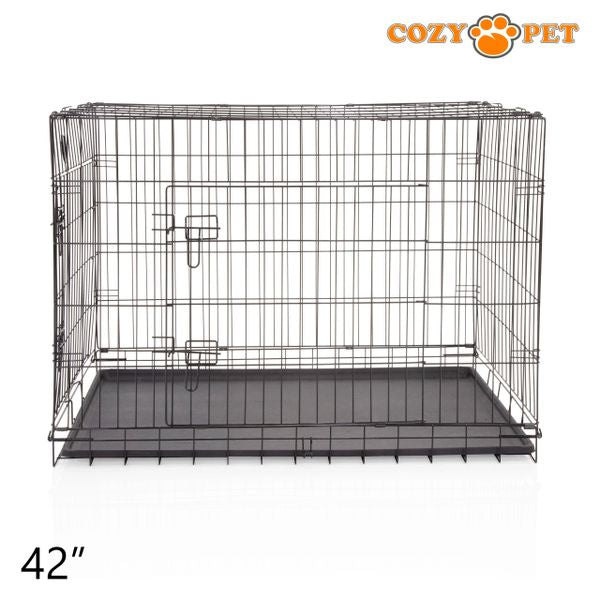 42" Cozy Pet Dog Cage in Black with ABS Tray - DCP42B