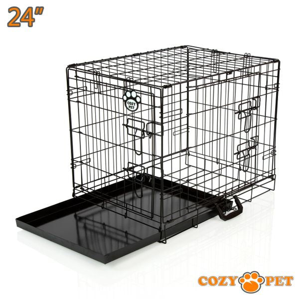 24" Cozy Pet Dog Cage in Black with Metal Tray - DC24B - Customer Return 30% Discount.