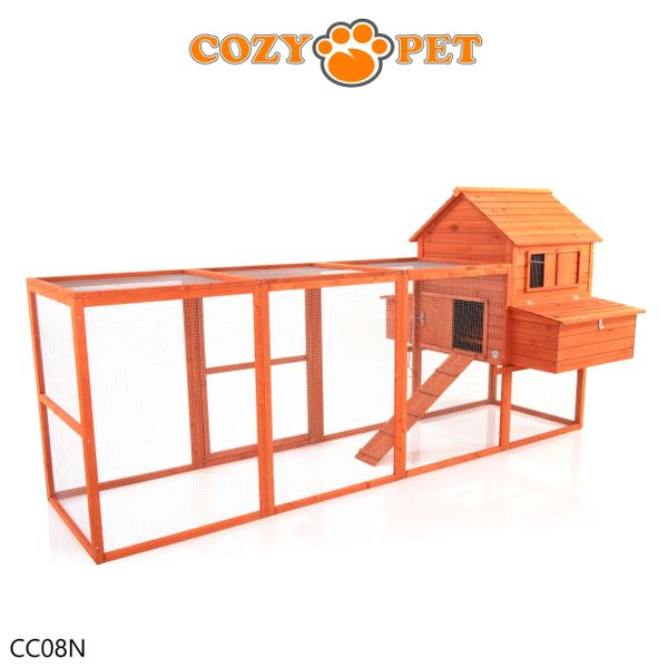 Chicken Coop with Run by Cozy Pet in Natural Wood Rabbit Hutch Model CC08N - Big Discount - B Grade Product