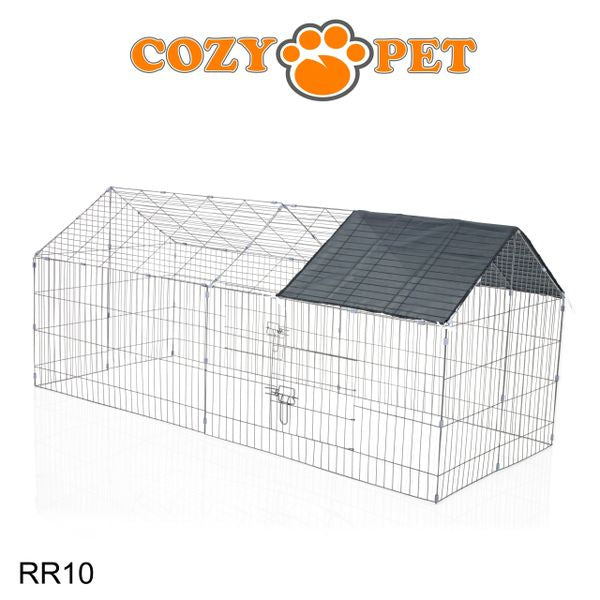 Rabbit Run with Pitched Roof and Sunshade Rectangular 1.8m Long by Cozy Pet Model RR10