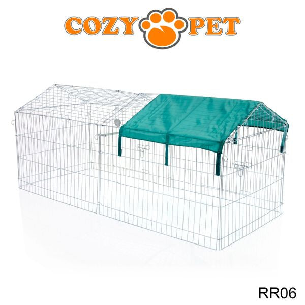 Rabbit Run with Pitched Roof and Sunshade Galvanised Rectangular 1.8m Long by Cozy Pet Model RR06 - Customer Return 35% Discount.