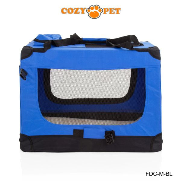 Fabric Dog Crate 70cm Blue by Cozy Pet Puppy Carrier Cat Travel Cage Rabbit Model: FDC-M-BL - RET - Customer Return 30% Discount.