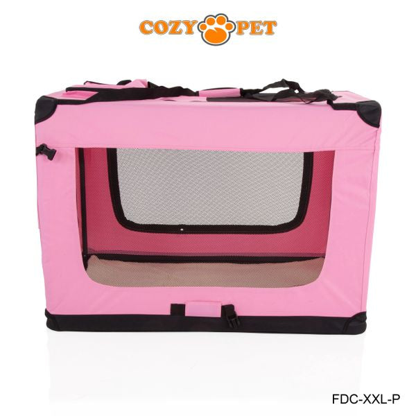 Fabric Dog Crate 101cm Pink by Cozy Pet Puppy Carrier Cat Travel Cage Rabbit Model: FDC-XXL-P - RET - Customer Return 30% Discount.