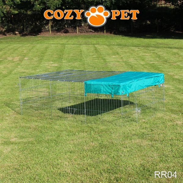 Rabbit Run 1.8m Long with Roof and Sunshade Galvanised Rectangular by Cozy Pet Model RR04