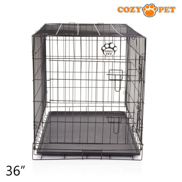 36" Cozy Pet Dog Cage in Black with ABS Tray - DCP36B