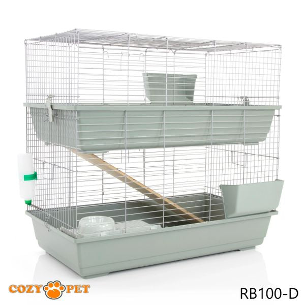 Rabbit Guinea Pig Indoor Cage 2-Tier by Cozy Pet 100cm for Rat, Chinchilla, Small Animals Hutch Model: RB100-D