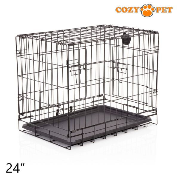 24" Cozy Pet Dog Cage in Black with ABS Tray - DCP24B - Customer Return 35% Discount