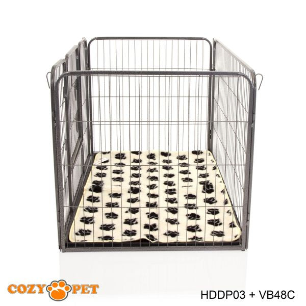 Heavy Duty Playpen with ABS Tray and Vet Bed 75.5cm Tall by Cozy Pet Model HDDP03 + VB48C