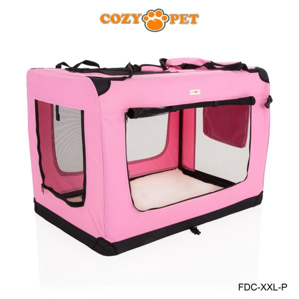 Fabric Dog Crate 101cm Pink by Cozy Pet Puppy Carrier Cat Travel Cage Rabbit Model: FDC-XXL-P - RET - Customer Return 30% Discount.