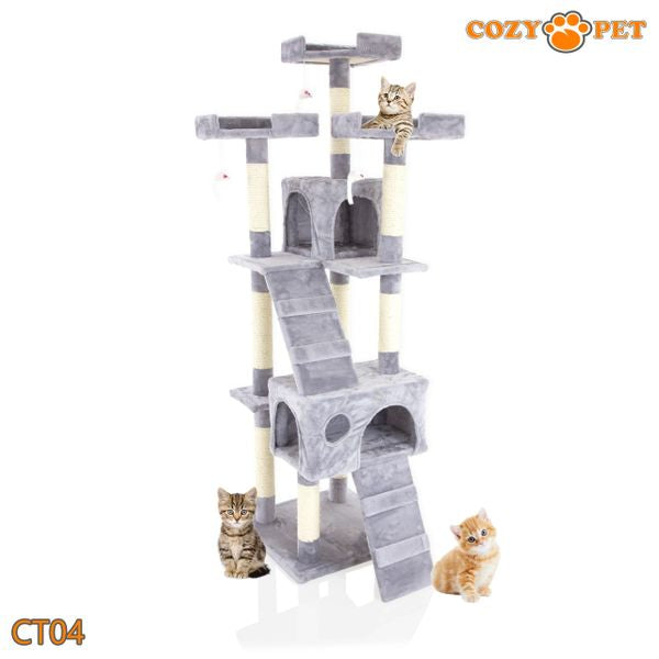 Cat Tree by Cozy Pet Large Deluxe Multi Level Cat Tree - CT04-Light Grey