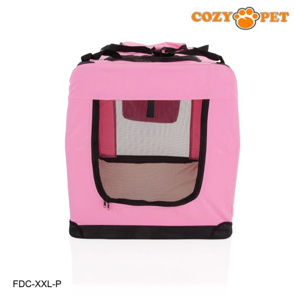 Fabric Dog Crate 101cm Pink by Cozy Pet Puppy Carrier Cat Travel Cage Rabbit Model: FDC-XXL-P - RET - Customer Return 30% Discount.