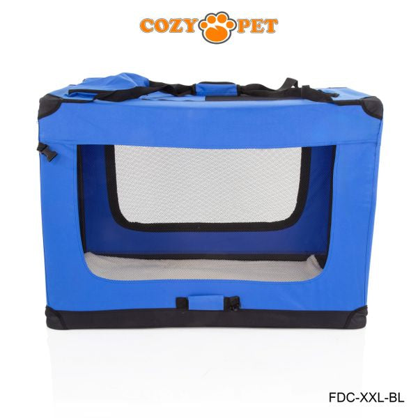 Fabric Dog Crate 101cm Blue by Cozy Pet Puppy Carrier Cat Travel Cage Rabbit Model: FDC-XXL-BL