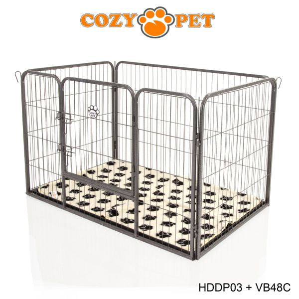 Heavy Duty Playpen with ABS Tray and Vet Bed 75.5cm Tall by Cozy Pet Model HDDP03 + VB48C