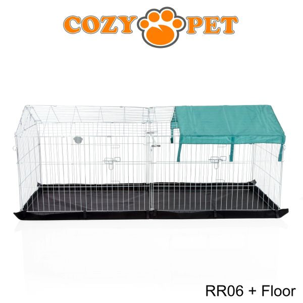 Rabbit Run with Pitched Roof Sunshade and Floor Galvanised Rectangular 1.8m Long by Cozy Pet Model RR06 + Floor