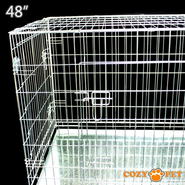 48" Cozy Pet Dog Cage in Silver (Zinc Coated) with Metal Tray - DC48S