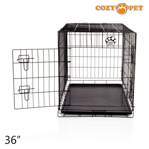 36" Cozy Pet Dog Cage in Black with ABS Tray - DCP36B