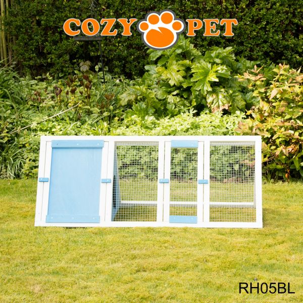 Rabbit Hutch with Run by Cozy Pet Triangular, Tortoise Run, Guinea Pig Hutch - Blue - RH05BL