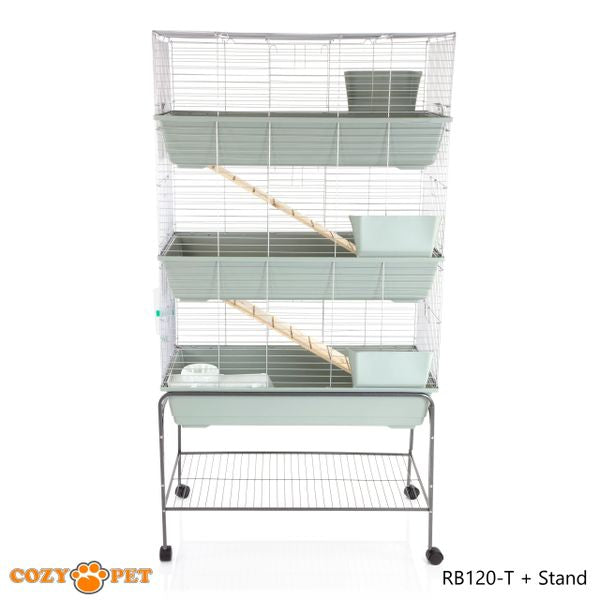 Rabbit Guinea Pig Indoor Cage 3-Tier with Stand by Cozy Pet 120cm for Rat, Chinchilla, Small Animals Hutch Model: RB120-T + RB120-ST