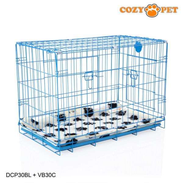 30" Cozy Pet Dog Cage in Blue with ABS Tray and Vet Bed - DCP30BL + VB30C