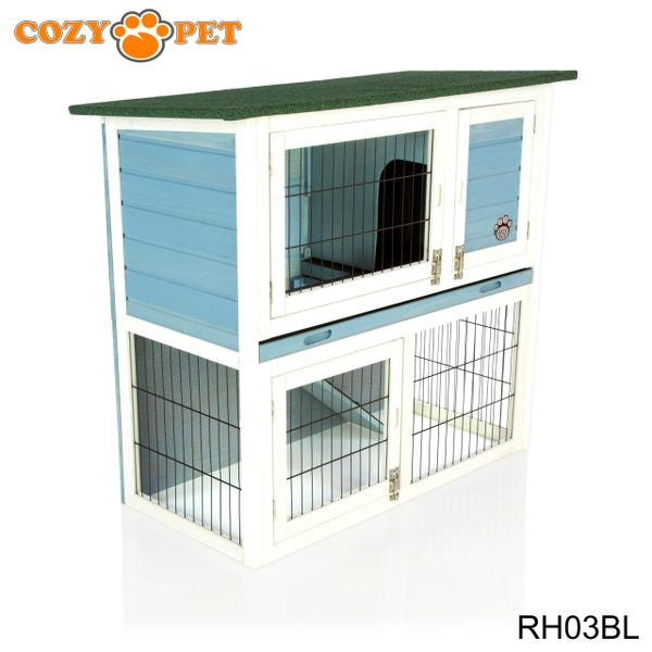 Rabbit Hutch 3ft by Cozy Pet with Cover - Blue - RH03BL + RH03C