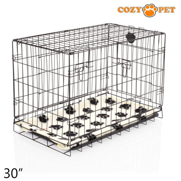 30" Cozy Pet Dog Cage in Black with ABS Tray and Tailored Vet Bed - DCP30B + VB30C