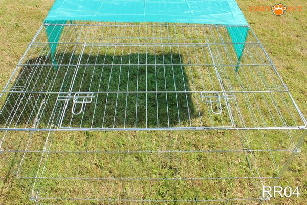 Rabbit Run 1.8m Long with Roof and Sunshade Galvanised Rectangular by Cozy Pet Model RR04