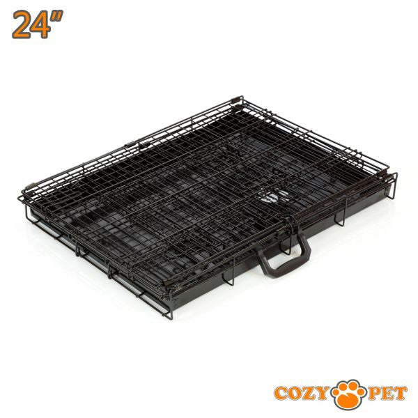 24" Cozy Pet Dog Cage in Black with Metal Tray - DC24B