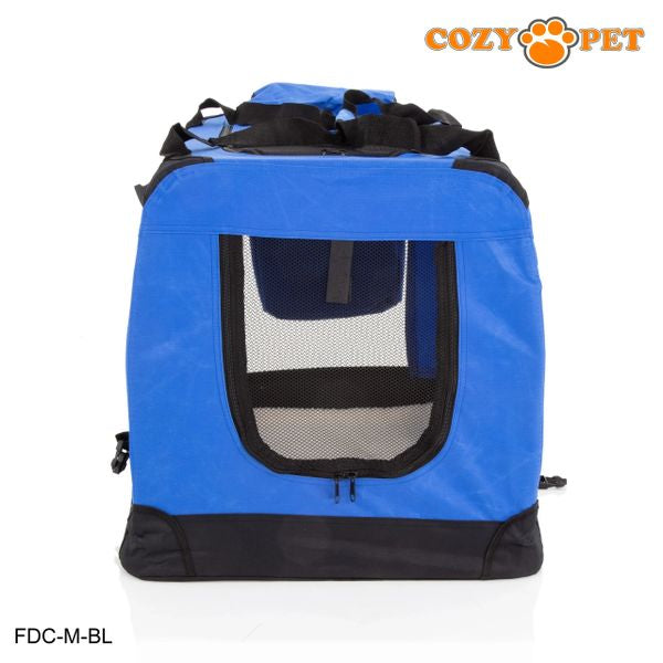 Fabric Dog Crate 70cm Blue by Cozy Pet Puppy Carrier Cat Travel Cage Rabbit Model: FDC-M-BL - RET - Customer Return 30% Discount.