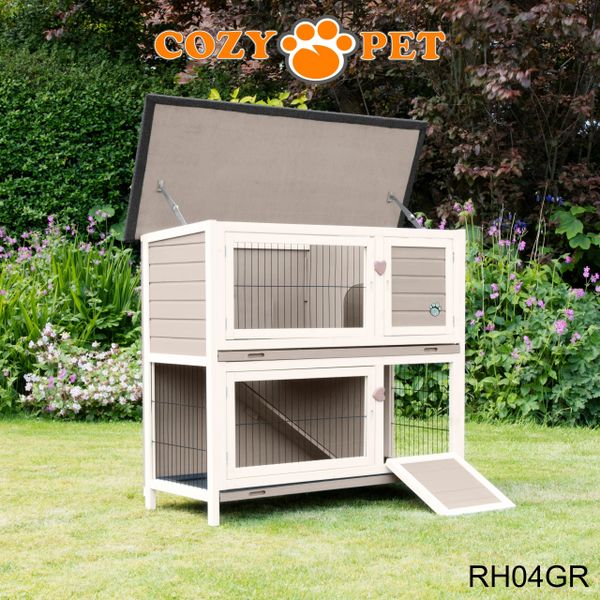 Rabbit Hutch 4ft by Cozy Pet with Cover - Grey - RH04GR + RH04C