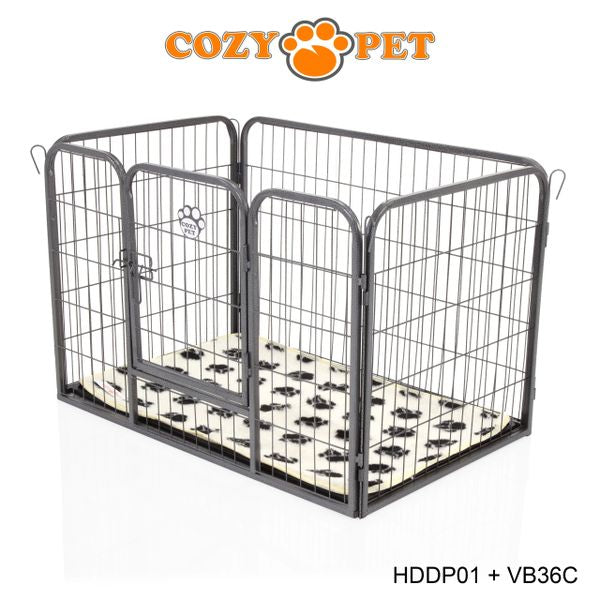 Heavy Duty Playpen with ABS Tray and Vet Bed 61cm Tall by Cozy Pet Model HDDP01 + VB36C